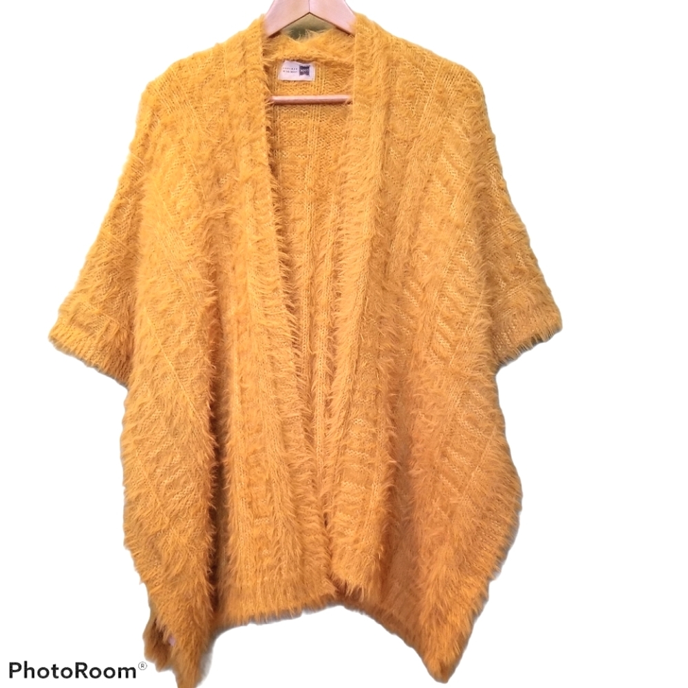 Look By M Fuzzy Poncho Open Cardigan Sweater
